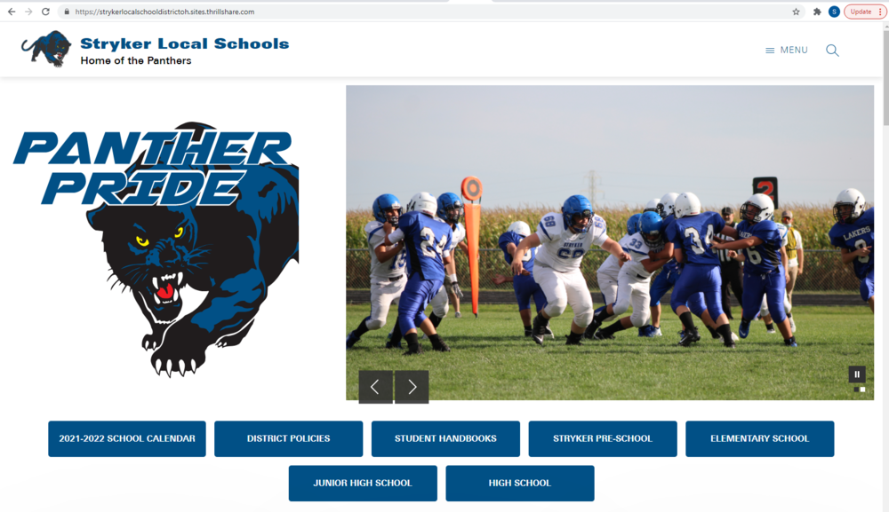 Stryker Local Schools new website home page